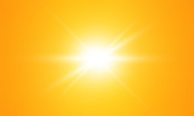 Obraz premium Warm sun on a yellow background. Leto.bliki solar rays