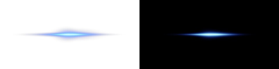 Png Glowing horizontal blue light line with radiant shine and beam effect. Futuristic energy streak with shimmer, flare, and neon glow. Perfect for digital highlights. Png illustration.