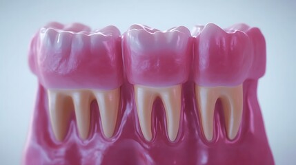 Obraz premium A close up picture showing three teeth in a model