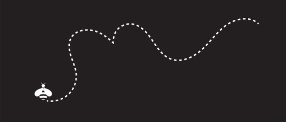 Flying Bee Icon on Stock Illustration. vector on dotted flying. vector illustration.