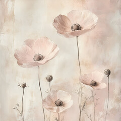 Showcasing faded floral design artistic studio digital artwork serene environment aesthetic viewpoint pastel concept