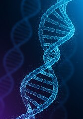 Ethereal DNA: Blue Neon 3D Render