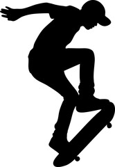 Skater solid black silhouette isolated on white background