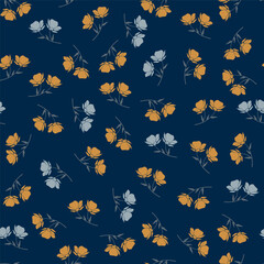 Cute Floral Seamless Pattern. Contemporary Print Design with Abstract Wildflowers Ornament. Fashionable Botanical Template for Modern Design, Fabric, Patterns, Textile.