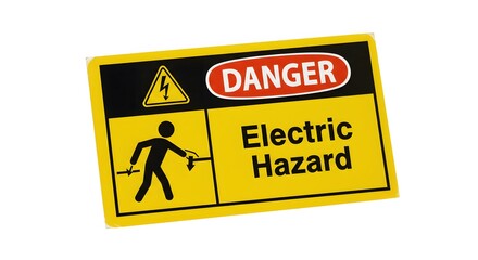 Electric Hazard Warning: A clear and concise warning sign featuring a bold yellow and black design, alerting of electrical dangers.
