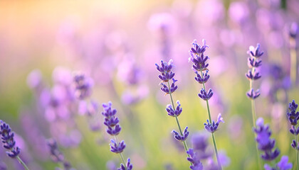 Naklejka premium Gentle Bloom of Purple Lavender in Morning Light