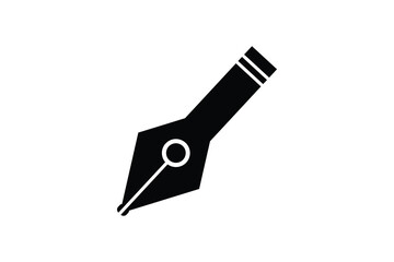 Fountain Pen nib Icon. Fountain Pen tip line writing Icon on white background.