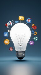 Illuminating Ideas: 3D Render of Innovation & Marketing