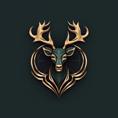 Fototapeta premium Elegant Gold Deer Head Logo.
