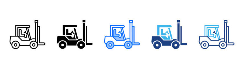 Forklift Icon Set With Multiple Style Collection 
