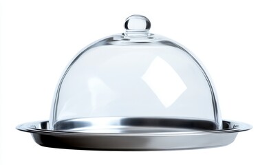 Fototapeta premium Elegant Glass Cloche on Metal Platter for Food Presentation