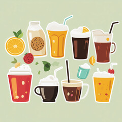 World Beverages Day Poster with Coffee, Tea, Juice, and Soda Icons