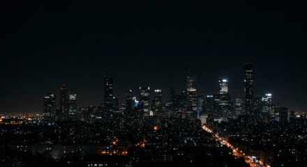 Obraz premium Night city skyline blurred view