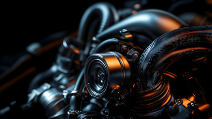 Close Up Of High Tech Engine Turbocharger
