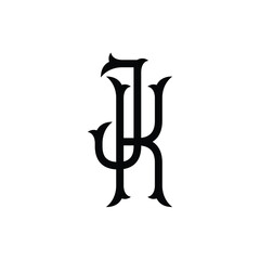 JK monogram logo design letter text name symbol monochrome logotype alphabet character simple logo