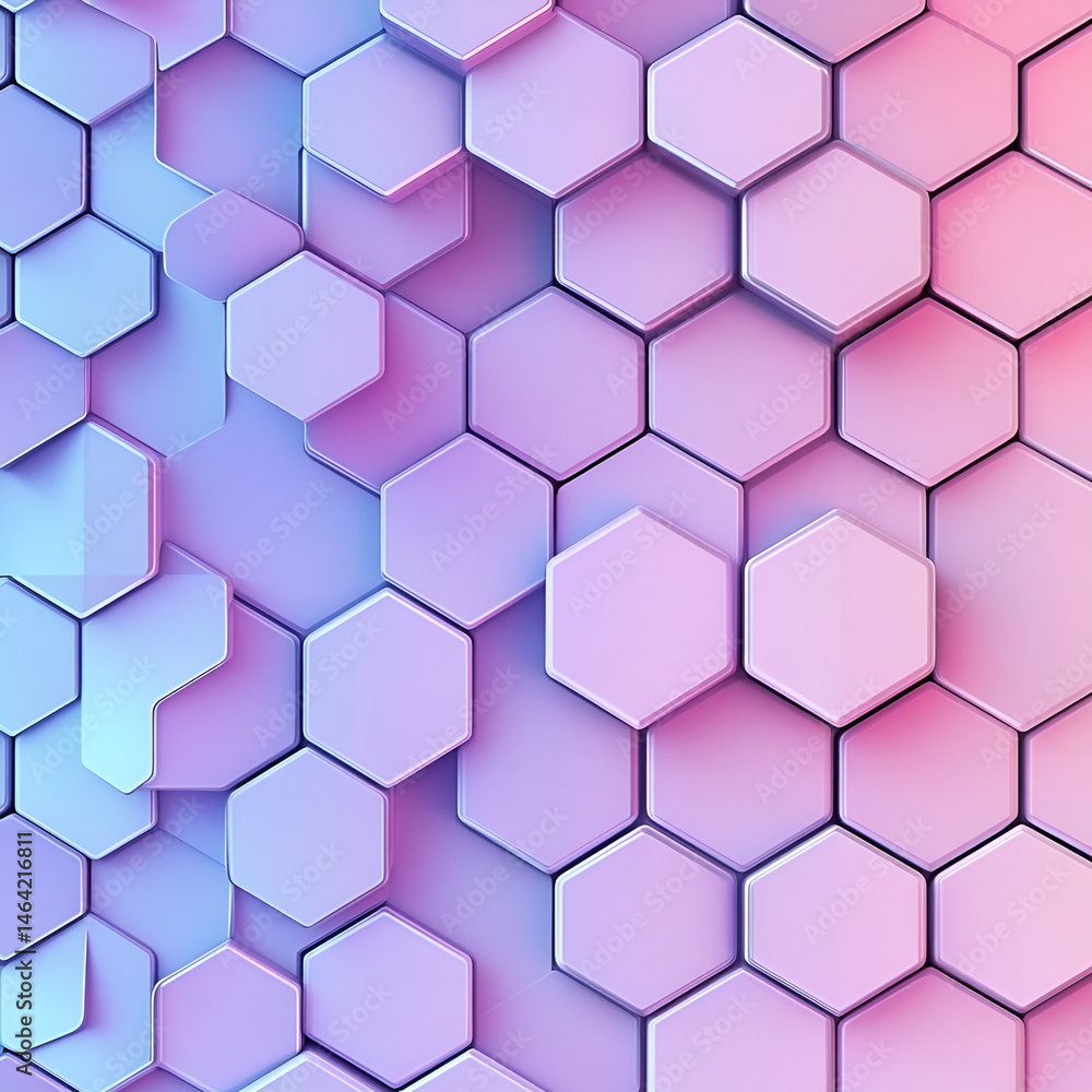 Aufkleber dynamic hexagonal pattern design digital art abstract geometry vibrant colors aesthetic viewpoint