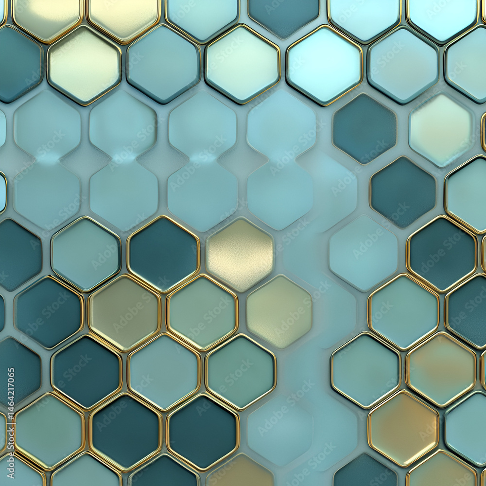 Poster dynamic hexagonal patterns abstract art digital design contemporary space close-up modern aesthetics