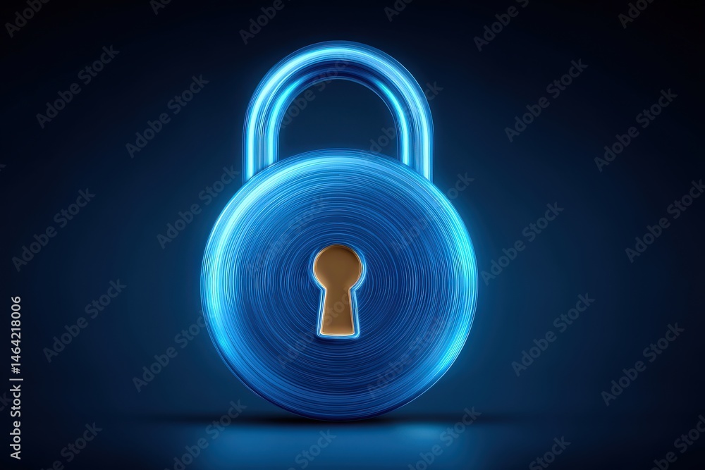 Poster digital padlock glowing in a futuristic blue hue representing cybersecurity concepts innovation and 