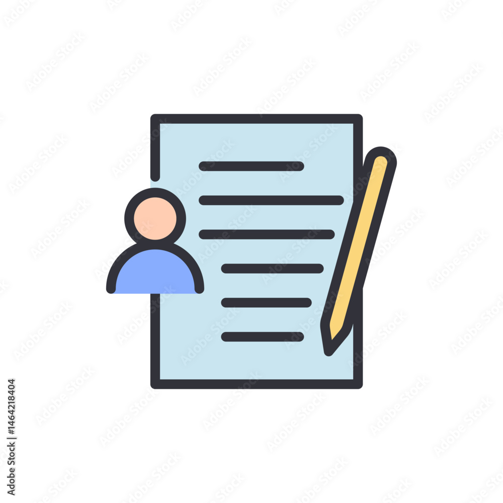 Poster person profile information document with editable application form symbol