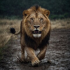 Naklejka premium portrait of a male lion