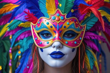 Carnival Inspired Birthday Party Masks with Elegant Backdrop Decor