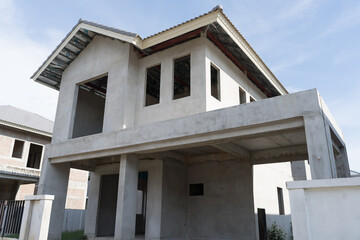 Construction site. Housing Estate Construction. Housing estate projects under construction. Construction of housing. Housing over supply concept