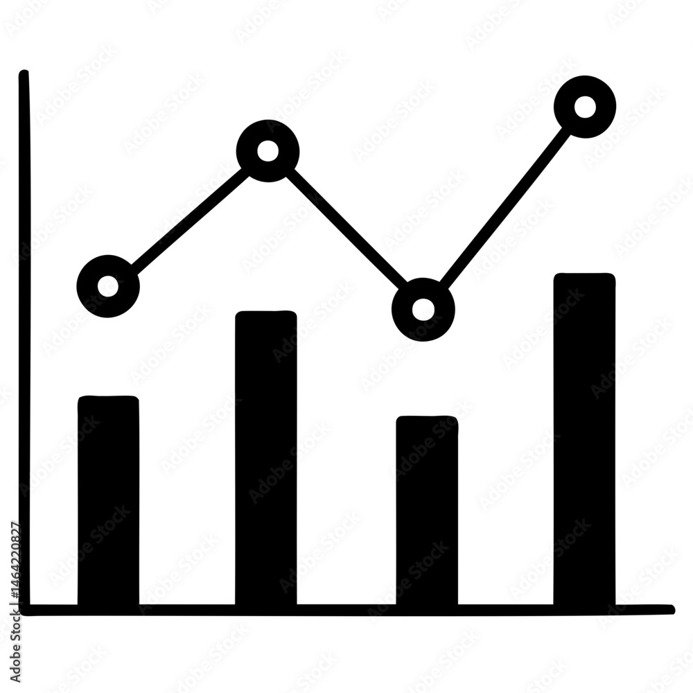 Poster business data analysis bar chart and line graph for financial performance and market trend visualiza