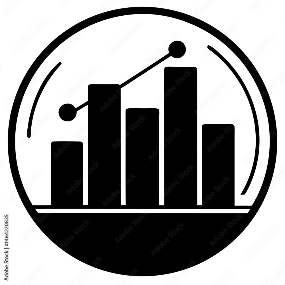 Poster data analytics graph illustration showing business growth and financial statistics in a modern desig