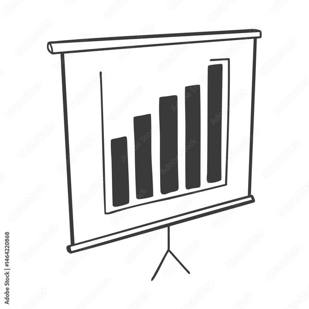 Poster presentation whiteboard with rising bar chart for business growth and financial success analysis rep