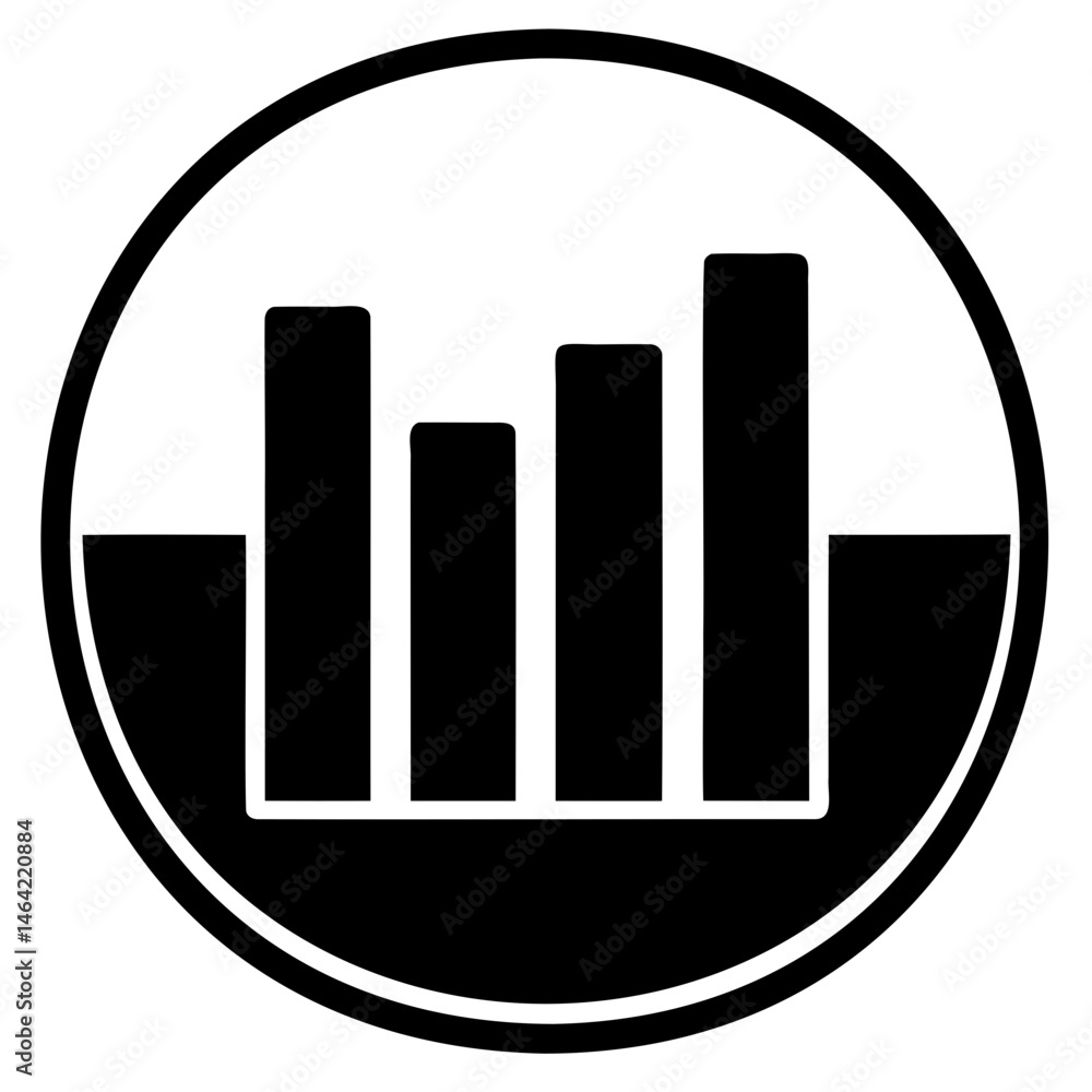 Poster black and white business graph chart icon for data analysis and financial market performance analysi