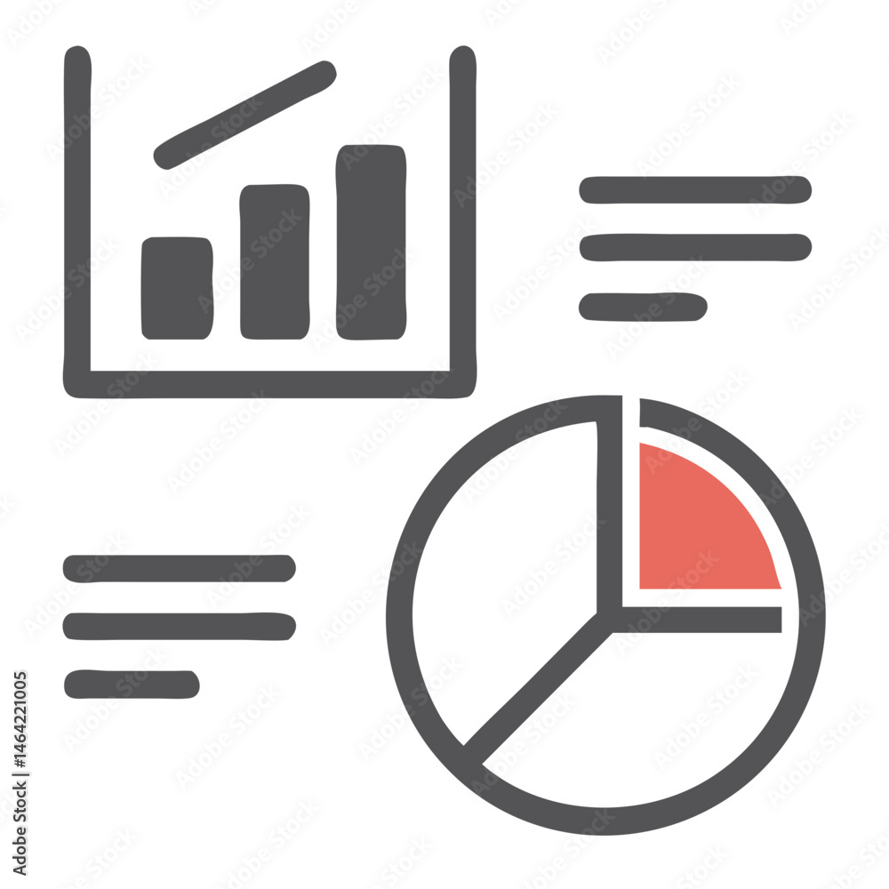 Poster data analysis and reporting illustration with bar chart and pie chart for business presentation and 