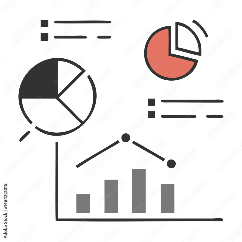 Aufkleber business data analysis chart with pie chart bar graph and line graph for financial reporting and pre