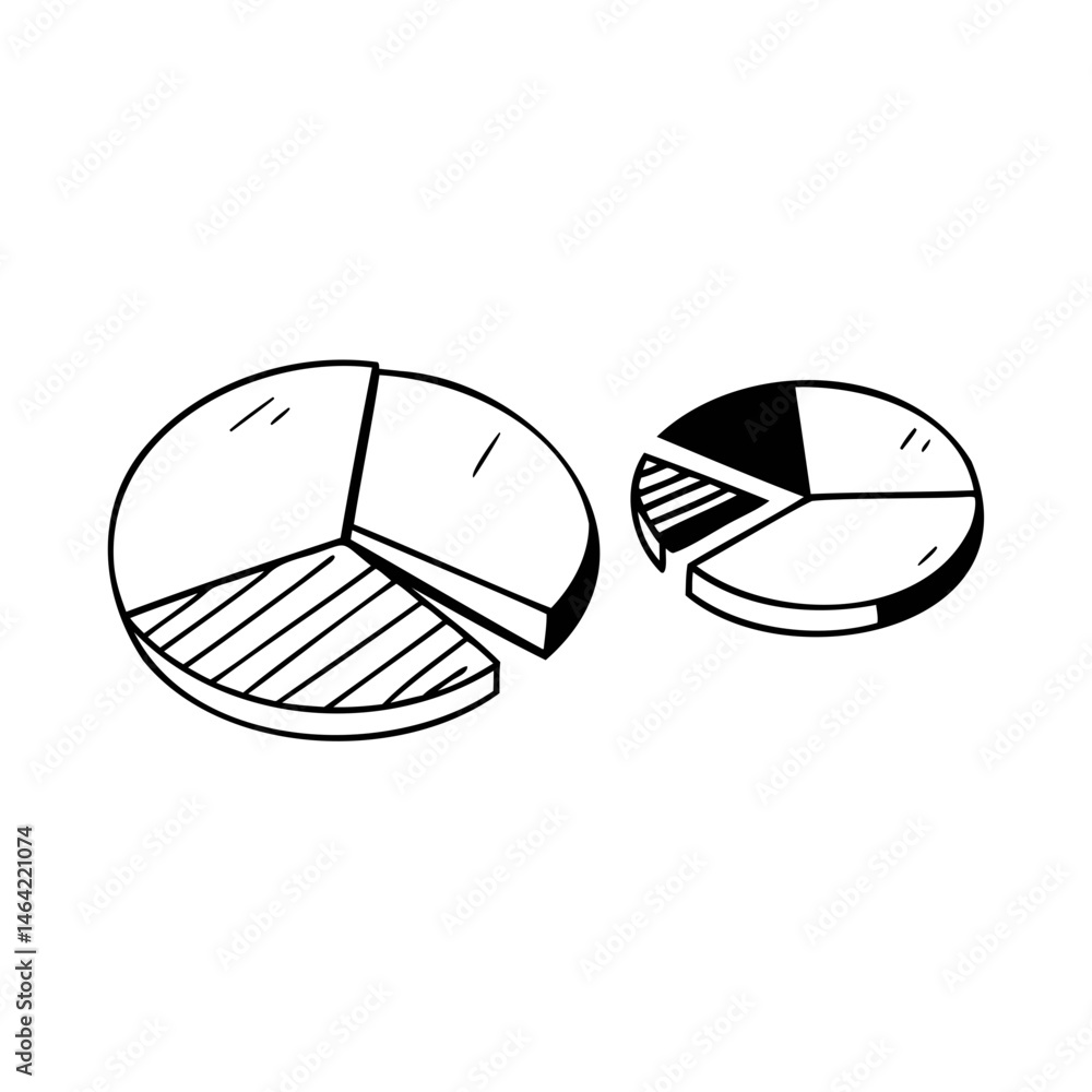 Poster hand drawn pie chart infographic vector illustration for business data visualization and statistics 