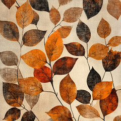 Autumn leaves dance forest artwork tranquil setting close-up view elegant shades of orange and brown