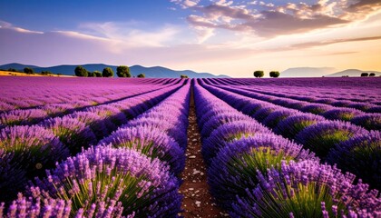 Fototapeta premium Lavender Field at Sunset