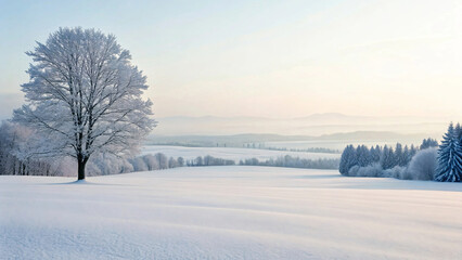 Fototapeta premium Snowy Minimalist Background with Quiet 3D Design Aesthetic