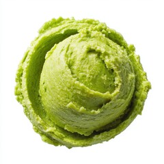 Obraz premium Green ice cream scoop isolated on white background