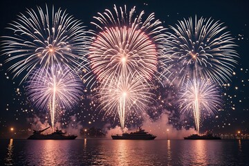 Vibrant Fireworks and Glittering Sparkles Celebration Backdrop for Festive Events