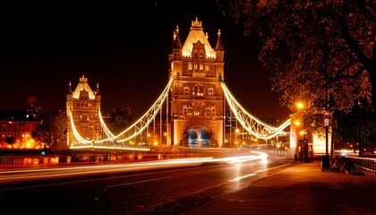 Obraz premium Illuminated Tower Bridge at Night