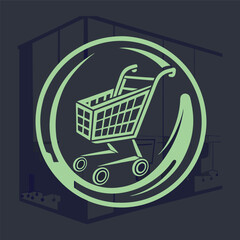 Modern Shopping Cart Logo for E-commerce and Retail Business.
