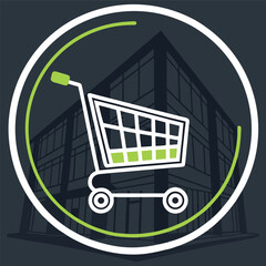 Modern Shopping Cart Logo for E-commerce and Retail Business.