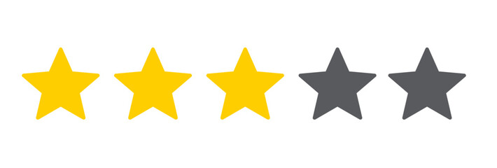 Three stars customer product rating review flat icon for apps and websites.
