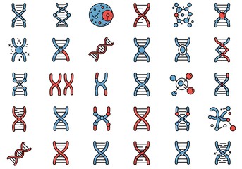 DNA Icons: Red & Blue Genetic Code Illustrations