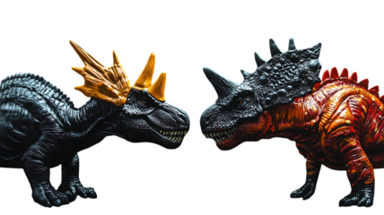 set of black and color dinosaurs 