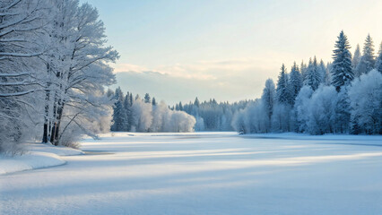 Fototapeta premium Snowy Minimalist Background with Quiet 3D Design Aesthetic