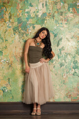 Lovely fashion model woman indoor