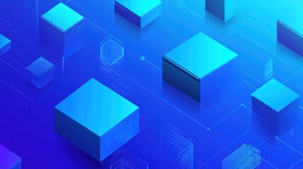 Obraz premium Abstract Blue Cubes Network Data Flow