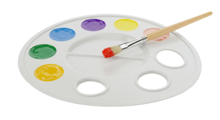 Isolated Paint Palette with Brush
