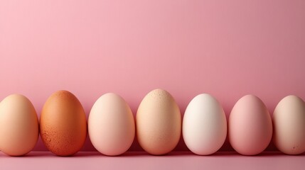 A charming arrangement of colorful eggs on a pastel background highlights the beauty of simplicity and the joy of seasonal celebrations, reflecting tradition and creativity.