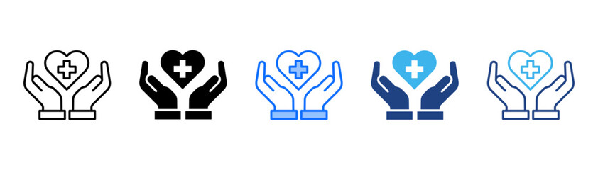 Obraz premium Healthcare Icon Set With Multiple Style Collection 